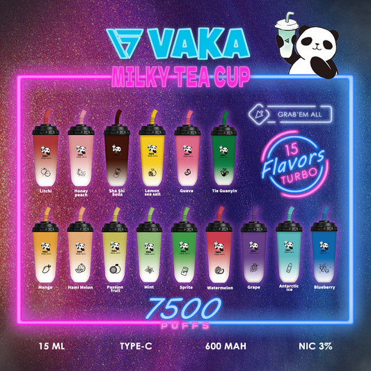 VAKA奶茶杯7500口-超大容量拋棄式一次性電子煙