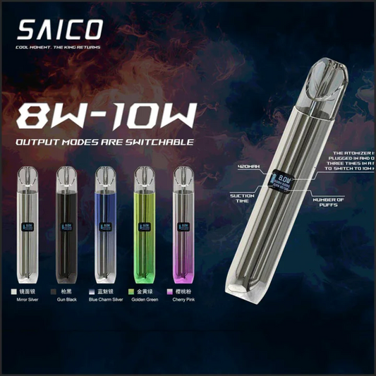 SAICO炫刻 電子煙一代主機 8/10w雙檔調節 鋅合金材質