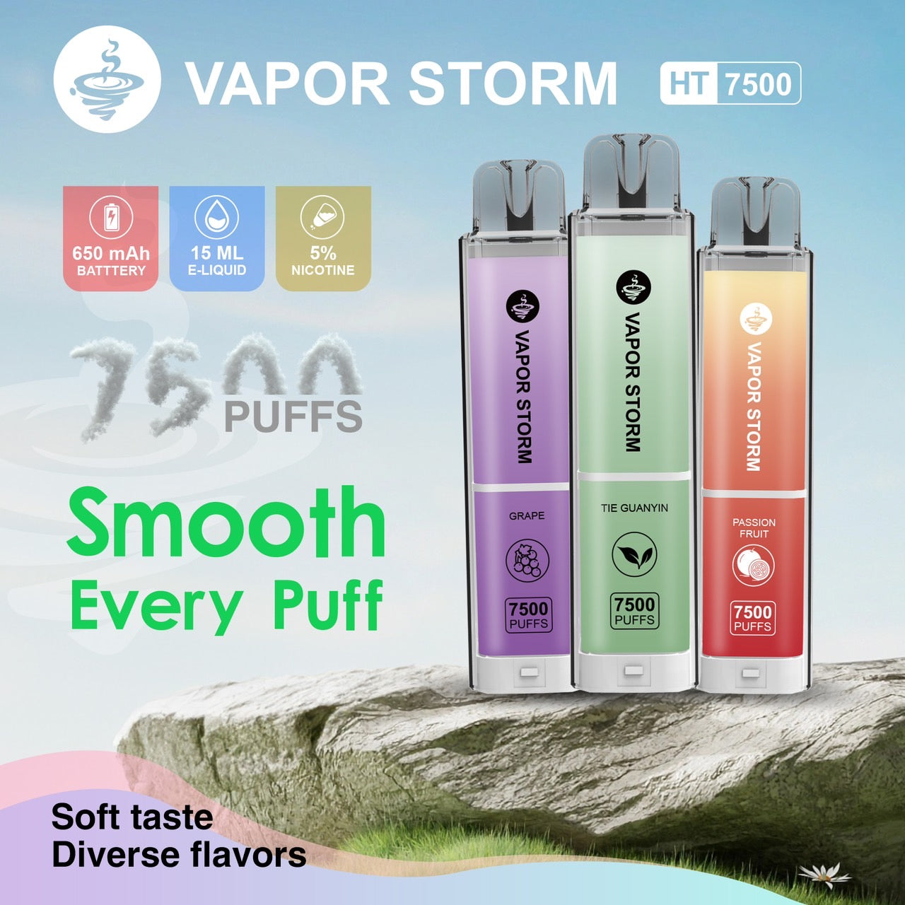 VAPOR STORM風暴辣妹7500口大容量拋棄式電子菸/可充電